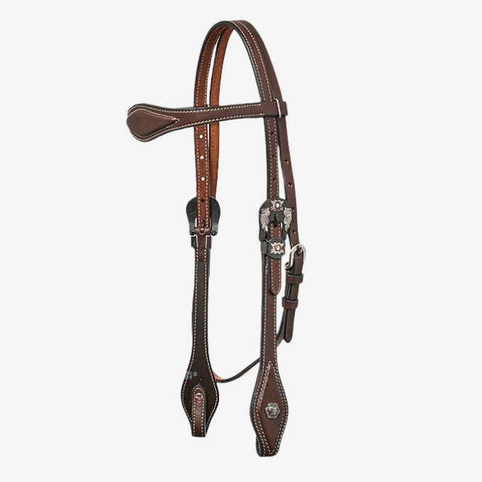 Bridon Browband Dark Oiled Floral Horseman's Tack