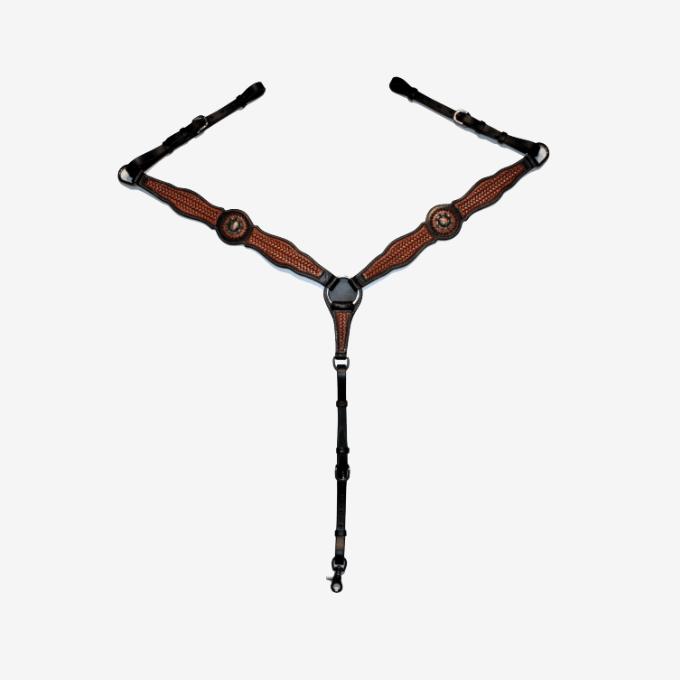 Collier de chasse western basket tooling et conchos