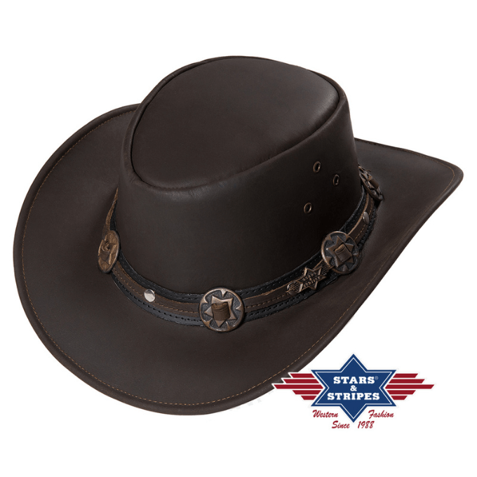 Chapeau western en cuir Crazy Horse Stars&Stripes