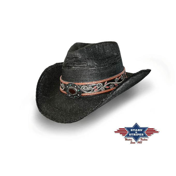 Chapeau western en paille Brenda Stars&Stripes