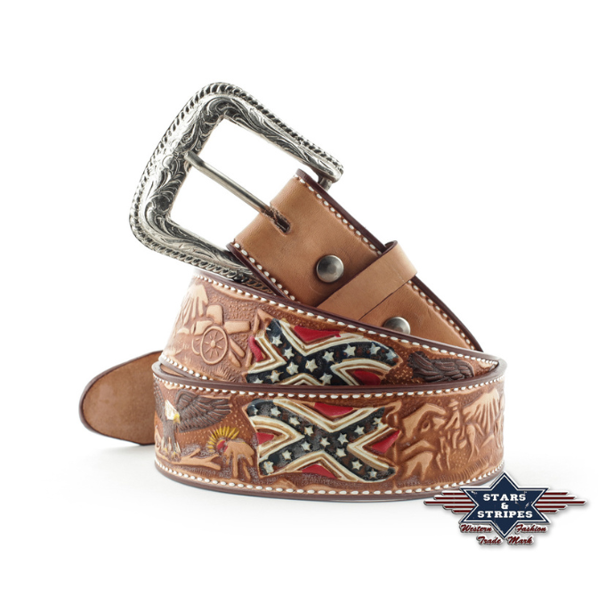 Ceinture western en cuir WG-12 Stars&Stripes