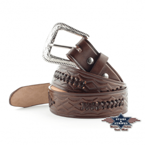 Ceinture western en cuir WG-21 Stars&Stripes