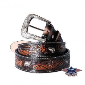 Ceinture western en cuir WG-98 Stars&Stripes