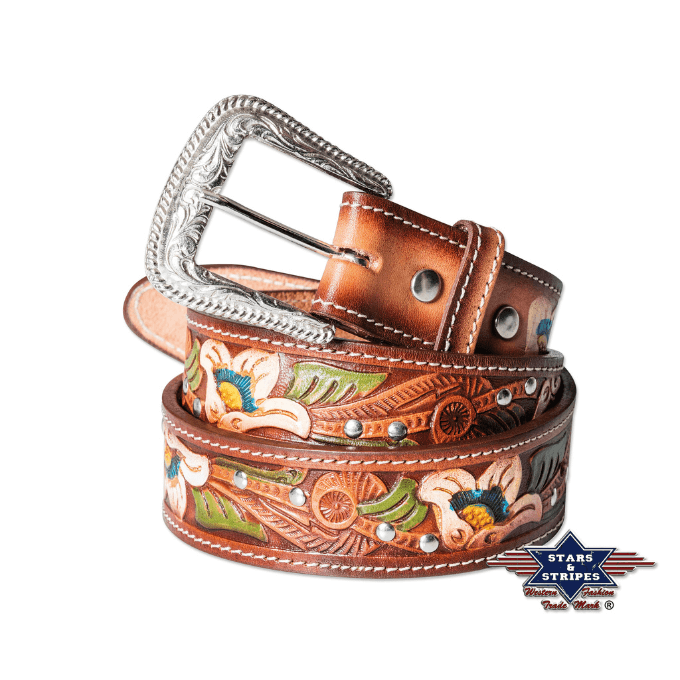 Ceinture western en cuir WG-98 Stars&Stripes