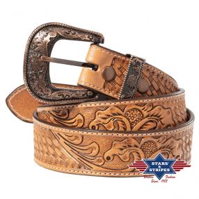 Ceinture western en cuir WG-301 Stars&Stripes