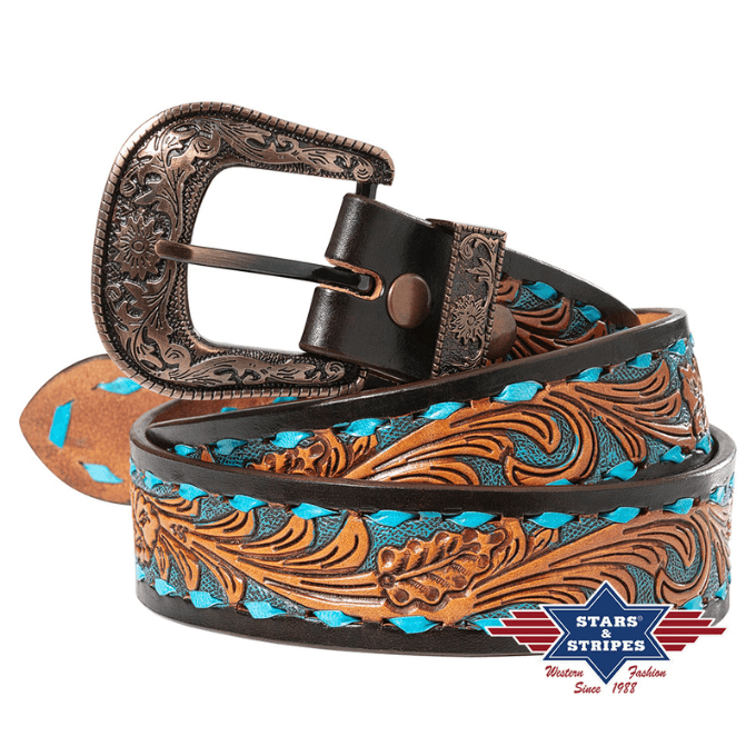 Ceinture western en cuir WG-303 Stars&Stripes