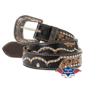 Ceinture western en cuir WG-305 Stars&Stripes