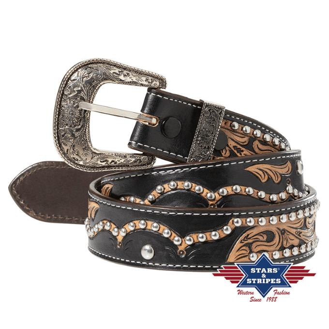 Ceinture western en cuir WG-305 Stars&Stripes