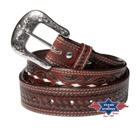 Ceinture western en cuir WG-309 Stars&Stripes