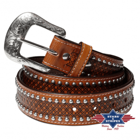 Ceinture western en cuir WG-311 Stars&Stripes