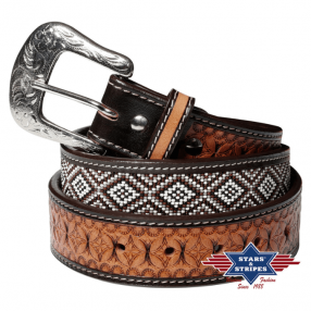 Ceinture western en cuir perlée WG-313 Stars&Stripes