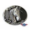 Boucle de ceinture western Tête de cheval sur fond noir Stars&Stripes