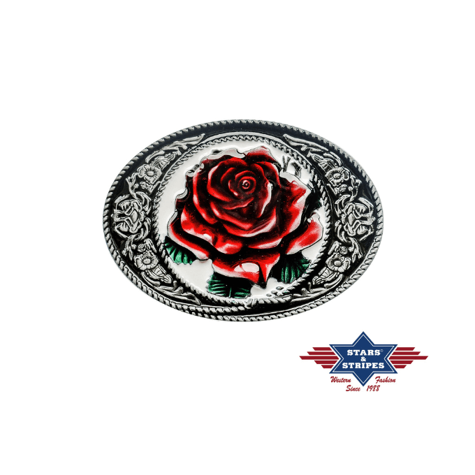 Boucle de ceinture western rose émaillée Stars&Stripes