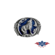 Boucle de ceinture western hurlant émail bleu Stars&Stripes