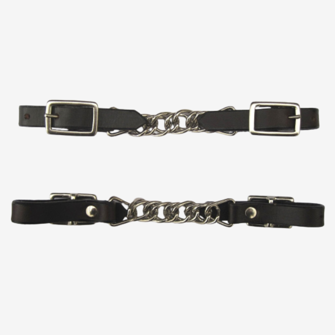 Gourmette Western Cuir Noir à Chaîne Simple