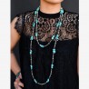 Collier de perles en argent métallisé avec accents de turquoise