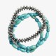 Bracelet extensible disque de perle et turquoise