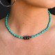 Collier ras de cou délicat Turquoise et perles argentées