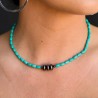 Collier ras de cou délicat Turquoise et perles argentées